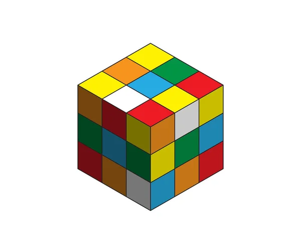 Χρώμα Μαγικό Κύβο Πολλαπλών Χρωμάτων Εικονίδιο Λογικό Σύμβολο Παιχνιδιού Εικονογράφηση — Διανυσματικό Αρχείο