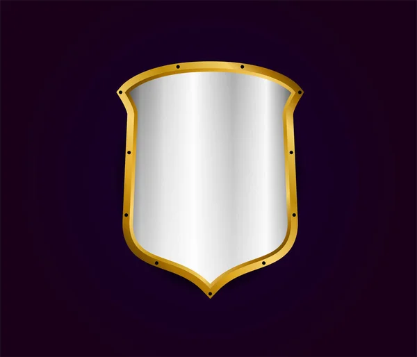 Metal Realistic Shield Vector Illustration Silver Gold Royal Design Security — Stock vektor