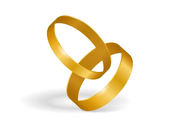Gold Wedding Rings Vector Illustration Jewelry Glow Ring Romance Love — Stockvektor