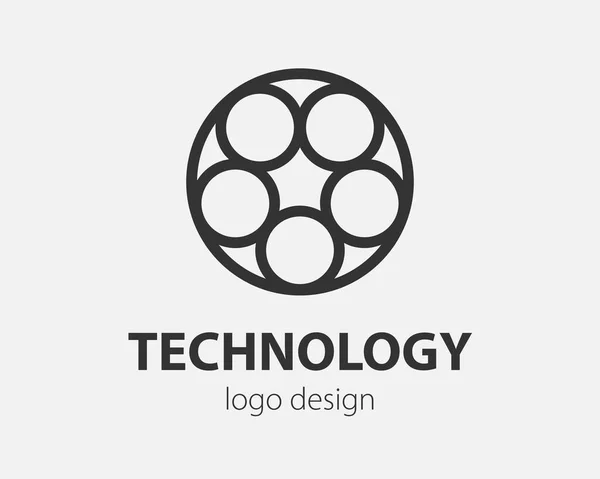 Logo Wektora Geometrycznego Okręgu Logotyp Stylu High Tech Dla Nanotechnologii — Wektor stockowy