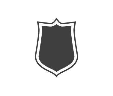 Siyah beyaz logo kalkanı. Garanti, rütbe ve muhafız sembolü. Güvenlik vektör simgesi.
