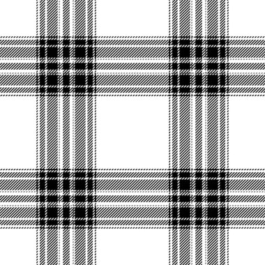 Ekose desenli siyah beyaz desenli. Kumaş dokusunu kontrol et. Vektör tekstil baskı tasarımı.