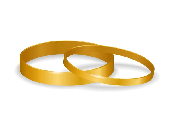 Gold Wedding Rings Vector Illustration Jewelry Glow Ring Romance Love — Stockvektor