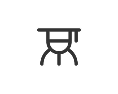 Eğitim ikonu vektör çizimi. Üniversite şapkası ya da mezuniyet şapkası sembolü. Öğrenci derecesi siyah-beyaz işareti.