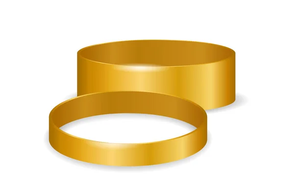 Золотые Обручальные Кольца Векторная Иллюстрация Ювелирные Украшения Светящиеся Кольцо Романтика — стоковый вектор