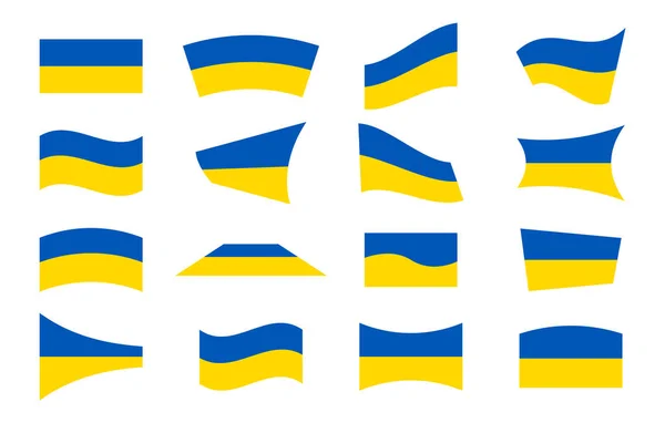 Imposta Bandiera Ucraina Colore Giallo Blu Simbolo Libertà Democrazia Ucraina — Vettoriale Stock