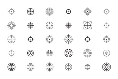 Silah görüş ayarlandı. Askeri boş hedef koleksiyonu. Oyun atari tasarımı için ordu simgesini zorla.