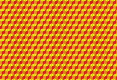 Sihirli küp desenli kusursuz tasarım. Renk bloğu bulmaca vektör arka planı. Çocuklar için 3D doku kavramı.