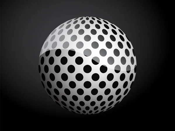 抽象图案覆盖黑白三维球 在黑暗背景下孤立的矢量图解 — 图库矢量图片
