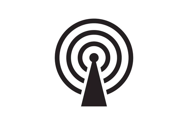 Radio Tower Antenna Vector Icon Wireless Station Signal Symbol Wave — Vettoriale Stock