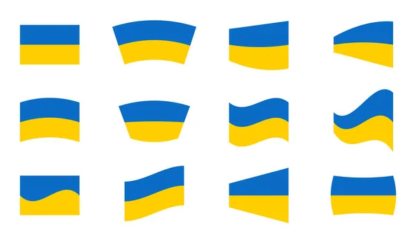Stel Oekraïense Vlag Geel Blauwe Kleur Symbool Van Vrijheid Democratie — Stockvector