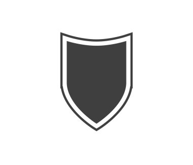 Siyah beyaz logo kalkanı. Garanti, rütbe ve muhafız sembolü. Güvenlik vektör simgesi.