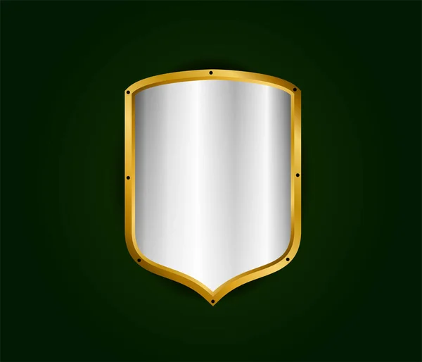Metal Realistic Shield Vector Illustration Silver Gold Royal Design Security — Vettoriale Stock