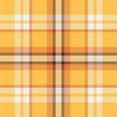 Ekose kontrol deseni turuncu ve kırmızı renklerde. Kusursuz kumaş dokusu. Tartan tekstil baskı tasarımı.