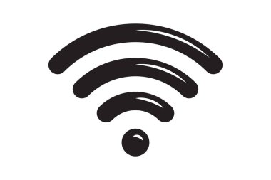 Wi-Fi sembolü sinyal bağlantısı. Kablosuz internet teknolojisi işareti. Wifi ağ iletişim simgesi. Radyo anten tasarımı.