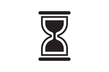 Bekle ikon kum saati. Zaman saati basit web tasarımı. Dakika ve saat gösterge bilgisi vektör sembolü.