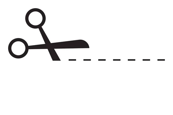 Cutting Line Scissors Vector Icon Separation Paper Sign Trim Coupone — Archivo Imágenes Vectoriales