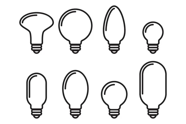 Electric Light Bulb Set Icons Electricity Lamp Symbol Vector Illumination — Vector de stock