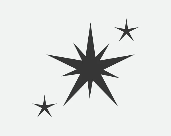 Ikona Vektoru Hvězd Abstraktní Hvězdný Symbol Černá Bílá Značka Sbírky — Stockový vektor