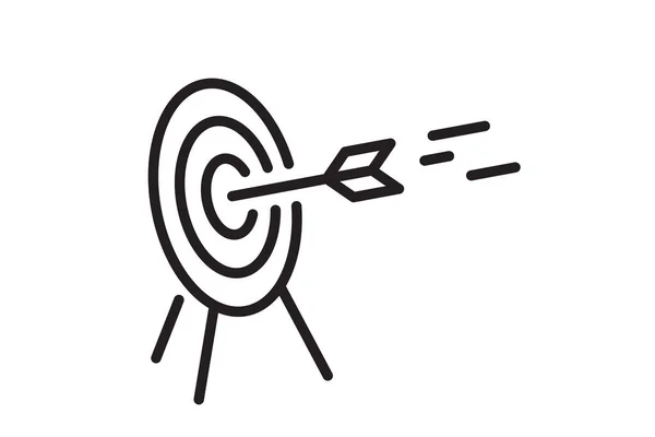 Arrow Target Icon Strategy Symbol Success Vector Illustration Black White — Vector de stock