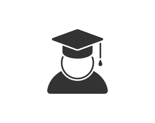 教育图标矢量幻想 大学帽或毕业帽的符号 学生学位黑白标志 — 图库矢量图片