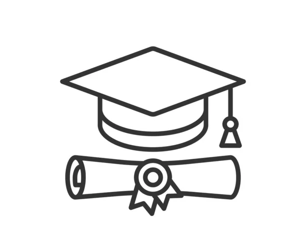 Icono Educación Ilustración Vectorial Gorra Universitaria Símbolo Del Sombrero Graduado — Vector de stock