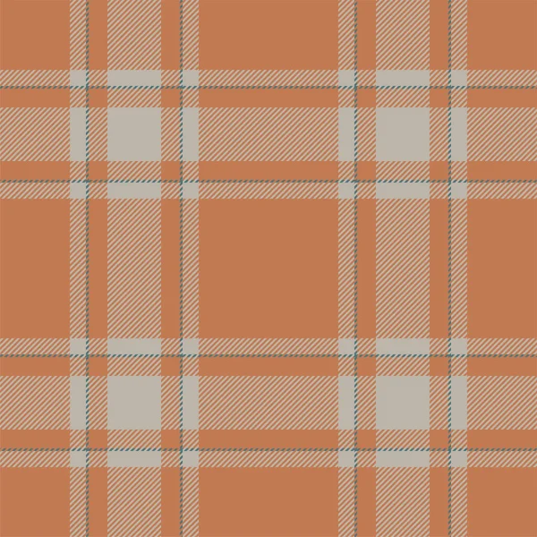 Plaid Naadloos Patroon Oranje Controleer Stof Textuur Ontwerp Van Vectortextielprint — Stockvector