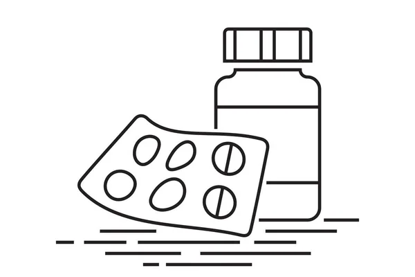 Ikona Leków Aptece Tabletka Medyczna Antybiotykiem Symbol Pigułek Medycznych Ilustracja — Wektor stockowy