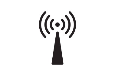 Radyo kulesi anten vektör simgesi. Kablosuz istasyon sinyali sembolü. Dalga bağlantısı iletimi.