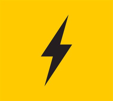 Güç enerji vektörü amblemi. Elektrik flaş sembolü. Yükle ya da tehlike simgesi.