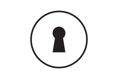 Kilit ve kapı açmak için anahtar simgesi. Güvenlik ve güvenlik sembolü. Vektör illüstrasyonu.