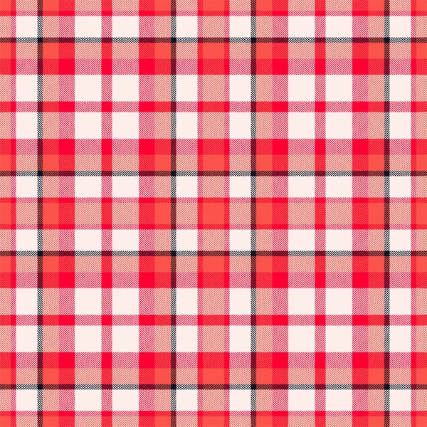 Plaid Seamless Pattern Red Check Fabric Texture Vector Textile Print — Stock Vector