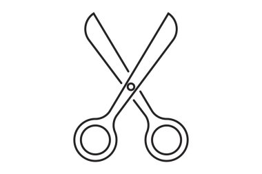 Makas ikon vektör tasarımı. Kağıt ya da terzi işleri için gerekli aletleri kes. Makas sembolü.