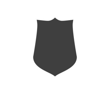 Siyah beyaz logo kalkanı. Garanti, rütbe ve muhafız sembolü. Güvenlik vektör simgesi.