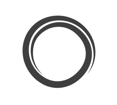 Yuvarlak çerçeve siyah ve beyaz vektör süsü. Grafiksel sınır karalaması. Halka eğrisi bağlantısı.