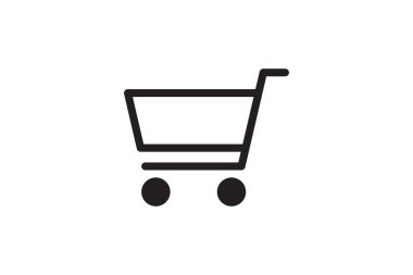 Alışveriş kutusu simgesi. Satılık tabela, web sitesi, perakende satış. Piyasa ve ticaret mağazası sembolü. Vektör taşıma arabası yeni tasarım.