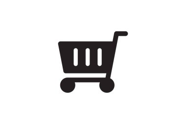 Alışveriş kutusu simgesi. Satılık tabela, web sitesi, perakende satış. Piyasa ve ticaret mağazası sembolü. Vektör taşıma arabası yeni tasarım.