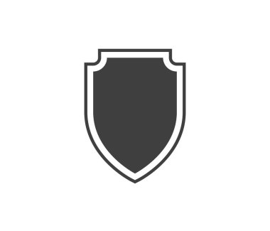 Siyah beyaz logo kalkanı. Garanti, rütbe ve muhafız sembolü. Güvenlik vektör simgesi.