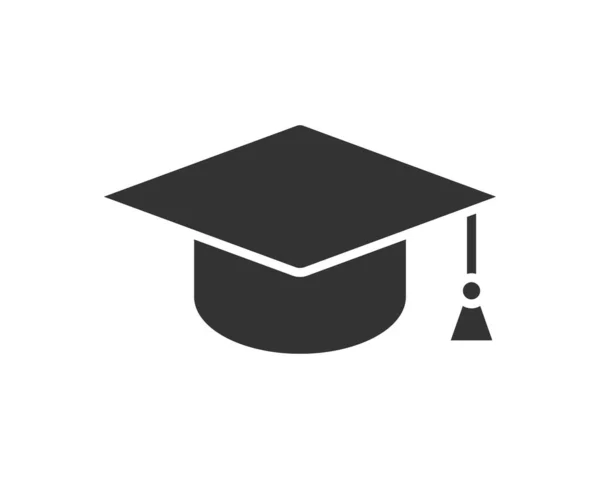 Bildungsikone Vektor Illustration College Mütze Oder Absolventenhut Symbol Schwarzweiß Zeichen — Stockvektor
