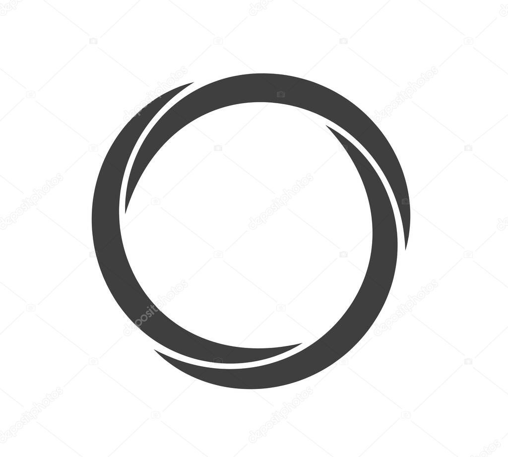 Round frame black and white vector ornament. Graphic border doodle. Ring curve link connection.