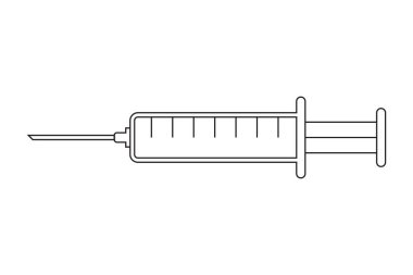 Şırınga ikonu. Tıbbi sağlık enjeksiyonu. Aşı uyuşturucu sembolü. Tıp vektörü illüstrasyon tasarımı.