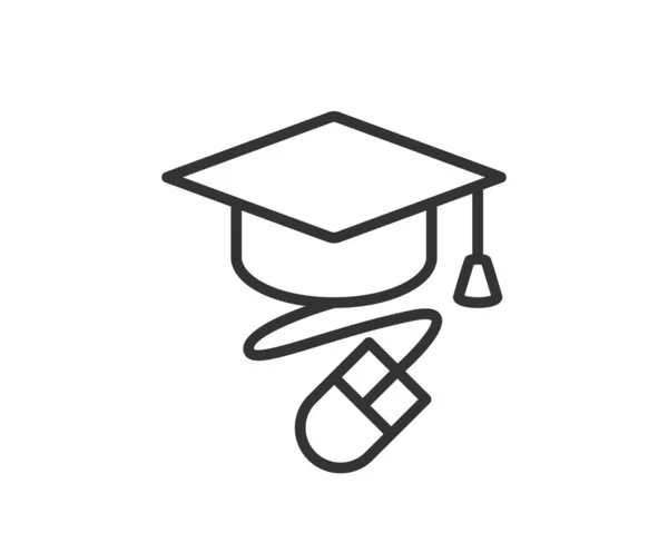 Icono Educación Ilustración Vectorial Gorra Universitaria Símbolo Del Sombrero Graduado — Archivo Imágenes Vectoriales