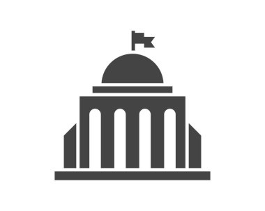 Hükümet ikon vektörü. İnşaat sembolü. Mimari dirençli tasarım. Klasik şehir simgesi.
