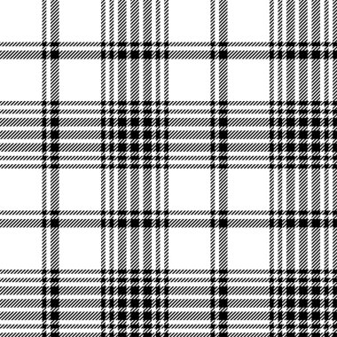 Ekose desenli siyah beyaz desenli. Kumaş dokusunu kontrol et. Vektör tekstil baskı tasarımı.