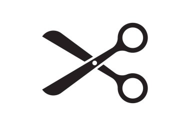 Makas ikon vektör tasarımı. Kağıt ya da terzi işleri için gerekli aletleri kes. Makas sembolü.