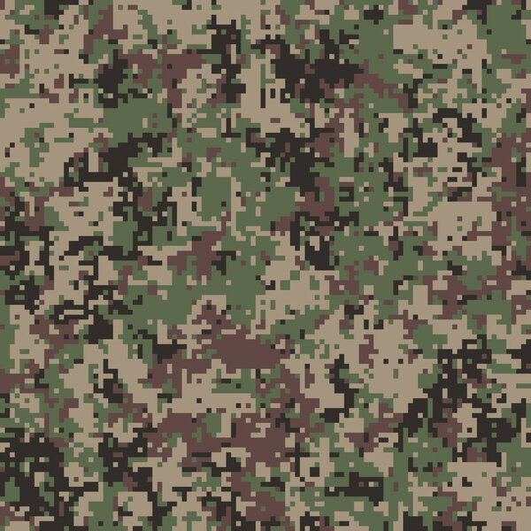 Pixel camouflage for a soldier army uniform. Modern camo fabric design. Digital military style vector background.