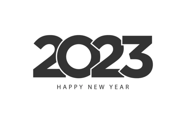 Simple Style Lines Happy New Year 2023 Black White Theme — Vetor de Stock