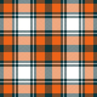 Ekose desenli turuncu. Kumaş dokusunu kontrol et. Vektör tekstil baskı tasarımı.