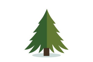 Noel ağacı ikonu. Bayram dekorasyonu, hediye kartı tasarımı ve kutlama tasarımı için modern tarz köknar sembolü.