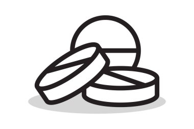 Eczane tıbbı ikonu. Sağlık tableti antibiyotik işareti. İlaç sembolü. Vektör illüstrasyonu.